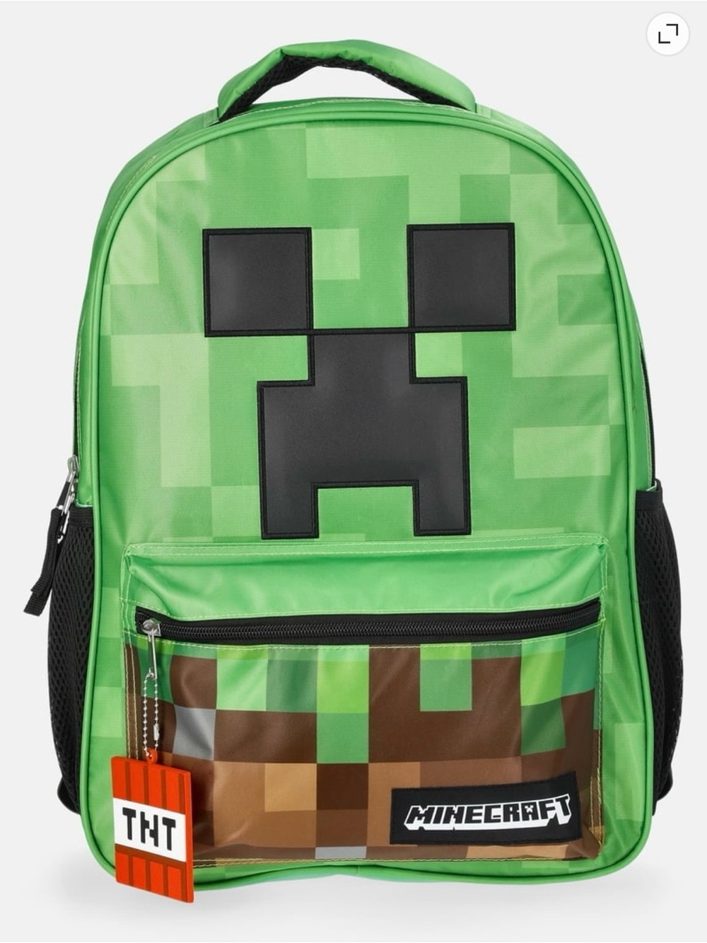 Minecraft Kids Green Creeper Backpack with Front Pocket